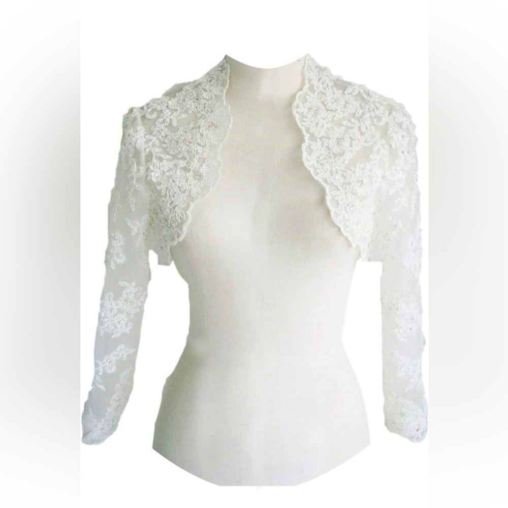 EllieHouse Women's Lace Wraps Wedding Bridal Bolero Jacket With Pearls WJ16